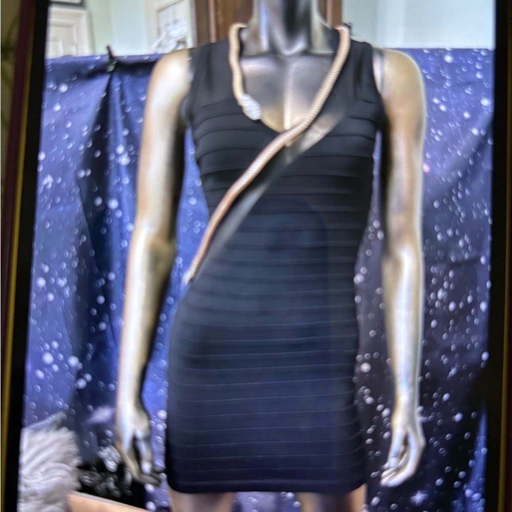 bebe Black Ribbed Mini Dress